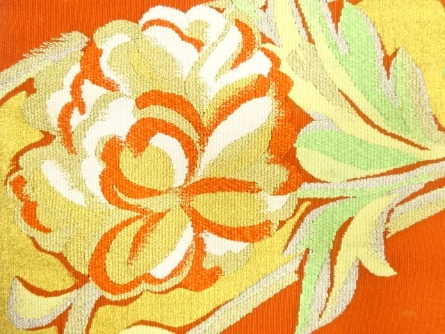 JAPANESE KIMONO / ANTIQUE NAGOYA OBI / SILK / TSUZURE / WOVEN FLOWER